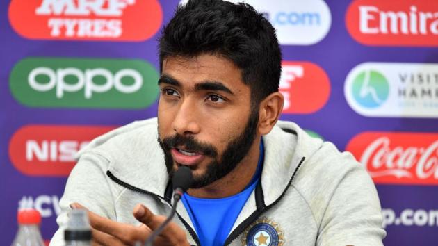 India's Jasprit Bumrah speaks at a press conference after a training session at the Rose Bowl.(AFP)