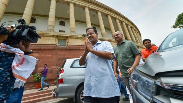 Delhi chief minister Arvind Kejriwal called on Prime Minister Narendra Modi with a request and a promise to work with his government for the betterment of Delhi. He also responded positively to the PM’s ‘Save Water”campaign with a plan of his own. “Met Sh @narendramodi ji n congratulated him for LS victory,” Arvind Kejriwal tweeted Friday morning, moments after meeting him upon PM’s return from Ranchi. (Arun Sharma / PTI)