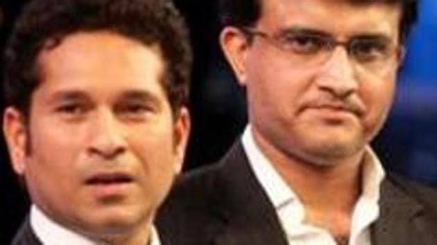 Master blaster Sachin Tendulkar with Sourav Ganguly and Rahul Dravid during the platinum jubillee celebration of Karnataka State Cricket Association in Bengaluru in Aug 2013. (PTI Photo) Master blaster Sachin Tendulkar with Sourav Ganguly and Rahul Dravid during the platinum jubillee celebration of Karnataka State Cricket Association in Bengaluru in Aug 2013. (PTI Photo)