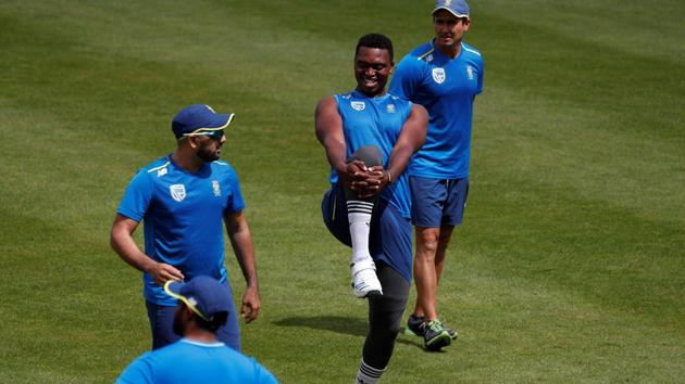 South Africa's players stretch during fielding practice at Lords Cricket Ground. (AFP) South Africa's players stretch during fielding practice at Lords Cricket Ground. (AFP)