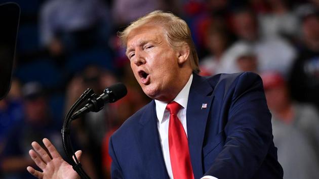 US President Donald Trump speaks during a rally at the Amway Center in Orlando, Florida to officially launch his 2020 campaign on June 18, 2019. (Photo by MANDEL NGAN / AFP)(AFP)
