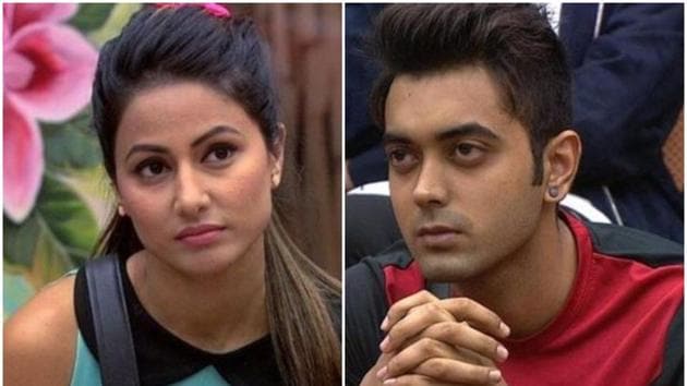 Bigg Boss 11 participants, Hina Khan and Luv Tyagi, in stills from the show.