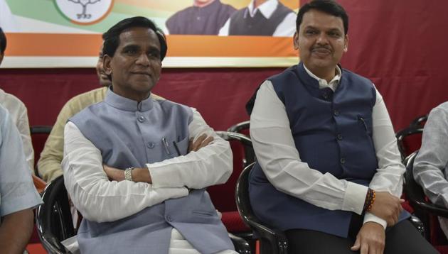 CM Devendra Fadnavis and Union minister Raosaheb Danve during the party’s state-level meeting in Mumbai on Saturday. (Kunal Patil/HT Photo) CM Devendra Fadnavis and Union minister Raosaheb Danve during the party’s state-level meeting in Mumbai on Saturday. (Kunal Patil/HT Photo)