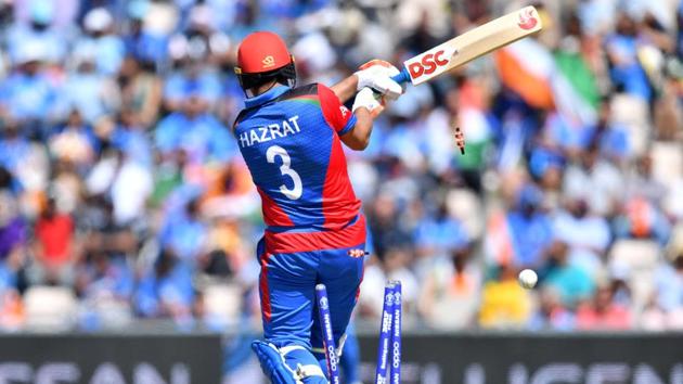 Afghanistan's Hazratullah Zazai is bowled. (AFP)