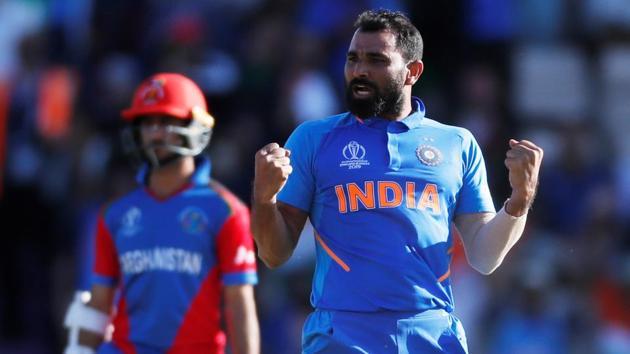 India's Mohammed Shami celebrates taking the wicket of Afghanistan's Aftab Alam. (Action Images via Reuters)