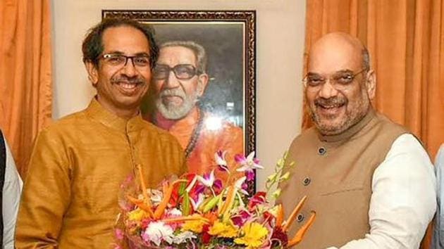 Sena chief Uddhav Thackeray with BJP chief Amit Shah. (HT File) Sena chief Uddhav Thackeray with BJP chief Amit Shah. (HT File)