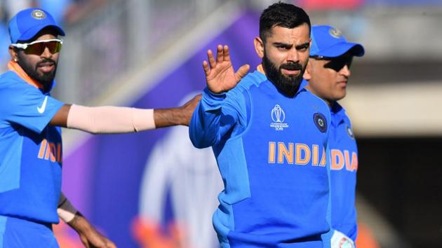 India's captain Virat Kohli celebrates after victory in the 2019 Cricket World Cup group stage match between India and Afghanistan at the Rose Bowl in Southampton, southern England, on June 22, 2019(AFP)