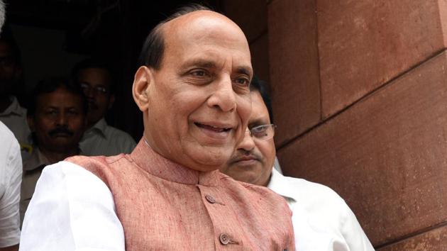 There will be no compromise on the issue of defence preparedness on account of lack of resources, Union defence minister Rajnath Singh assured the Rajya Sabha on Monday, while replying to a question on defence allocation.(Sonu Mehta/HT PHOTO)