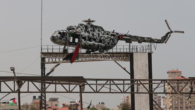 Arafat’s helicopter – the presidential transport of a long-dead president – is now a rotorless relic on public display in Gaza City in the coastal enclave that is now controlled by the Palestinian Authority’s most powerful domestic rival, Hamas. And the skeletons of the airport buildings lie gutted and abandoned next to Gaza’s southern border with Egypt. (Ibraheem Abu Mustafa / REUTERS) Arafat’s helicopter – the presidential transport of a long-dead president – is now a rotorless relic on public display in Gaza City in the coastal enclave that is now controlled by the Palestinian Authority’s most powerful domestic rival, Hamas. And the skeletons of the airport buildings lie gutted and abandoned next to Gaza’s southern border with Egypt. (Ibraheem Abu Mustafa / REUTERS)