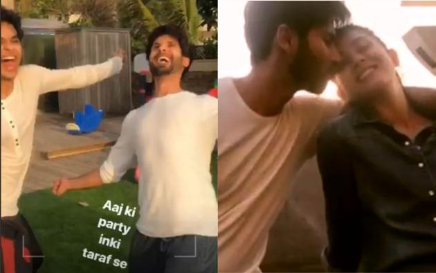 apoor celebrate Kabir Singh’s commercial success with brother Ishaan Khatter and wife Mira Rajput.(Instagram)