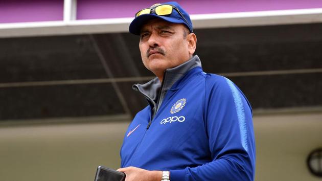 India's head coach Ravi Shastri arrives for a training session at the Hampshire Bowl in Southampton.(AFP)