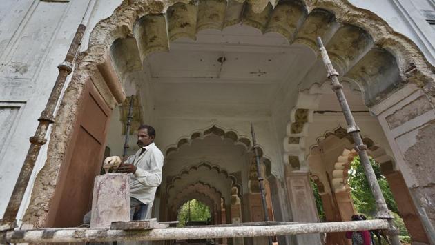 What is remaining of the current project is the revival of the fountains for which evidence has been found in the Sawan and Bhadon pavilions, conservation of the hammam (public bath) in the southern part of the complex, and the conservation of the Mumtaz Mahal (pictured) that housed the women’s quarters. (Burhaan Kinu / HT Photo)