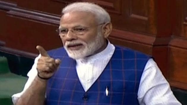 New Delhi, June 25 (ANI): Prime Minister Narendra Modi addresses during the Budget Session in New Delhi on Tuesday. (ANI Photo)