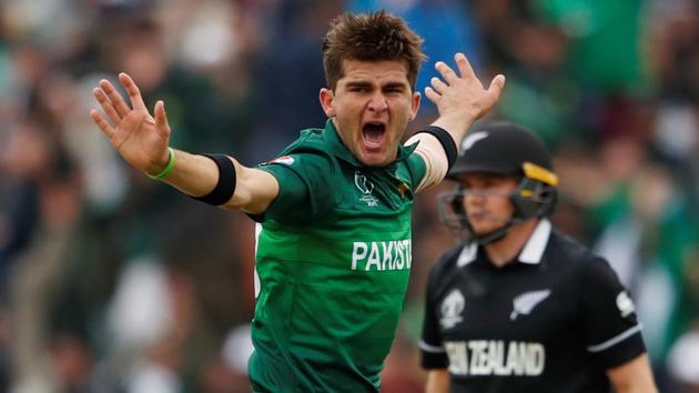 Shaheen Afridi appeals successfully for the wicket of New Zealand's Tom Latham(Action Images via Reuters)