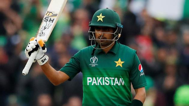 Pakistan's Babar Azam celebrates after scoring his half century.(Action Images via Reuters)