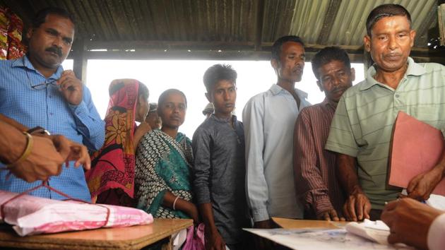 The number of people left out of the draft National Register of Citizens in Assam went up by over a lakh after an additional list of exclusions was published on Wednesday. The complete list of NRC is due by July 31, 2019 as per a Supreme Court deadline. (Samir Jana / HT Archive) The number of people left out of the draft National Register of Citizens in Assam went up by over a lakh after an additional list of exclusions was published on Wednesday. The complete list of NRC is due by July 31, 2019 as per a Supreme Court deadline. (Samir Jana / HT Archive)