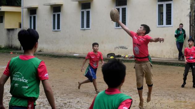 The players aged 11 to 16 meet regularly on weekends to play touch rugby, which has none of the full-contact version’s heavy tackling. There are more than 6,100 players and coaches in the programme today, more than half of them female, in Vietnam, Laos, East Timor and the Philippines. Some players will go to Japan in March with ChildFund -- travelling by plane for the first time -- for rugby training and life-skills sessions. (Manan Vaytsyayana / AFP) The players aged 11 to 16 meet regularly on weekends to play touch rugby, which has none of the full-contact version’s heavy tackling. There are more than 6,100 players and coaches in the programme today, more than half of them female, in Vietnam, Laos, East Timor and the Philippines. Some players will go to Japan in March with ChildFund -- travelling by plane for the first time -- for rugby training and life-skills sessions. (Manan Vaytsyayana / AFP)