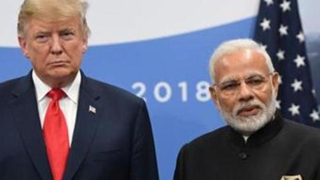 President Trump has pushed trade aggressively with all of America’s trading partners, and he now intends to bring it up with Prime Minister Modi at their upcoming meeting, which will be their first after the Indian leader’s re-election.(AFP PHOTO)