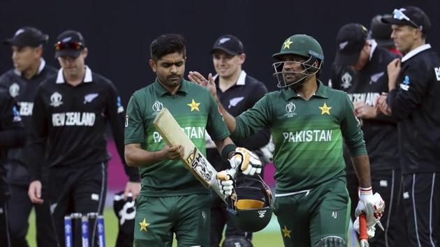 Pakistan's captain Sarfaraz Ahmed, right, pat on the shoulder teammate Babar Azam (AP) Pakistan's captain Sarfaraz Ahmed, right, pat on the shoulder teammate Babar Azam (AP)