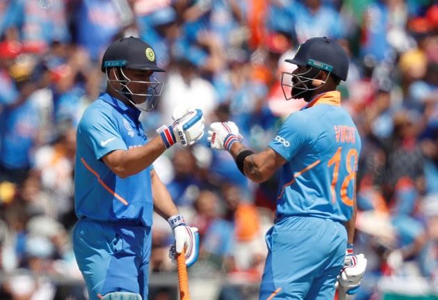 India's MS Dhoni and Virat Kohli in action during the contest. (Action Images via Reuters)