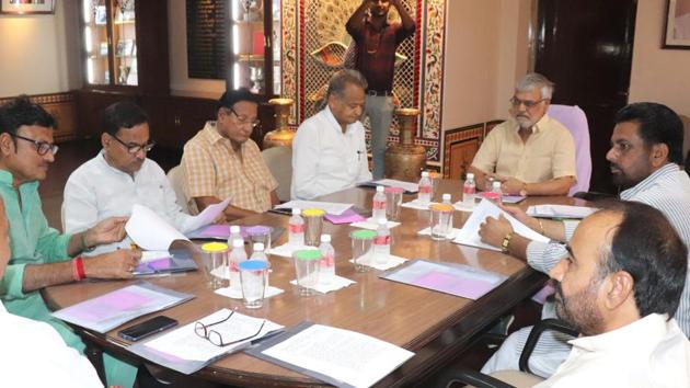 Rajasthan Assembly speaker CP Joshi held an all-party meeting on June 26, 2019, ahead of the start of budget session.(HT Photo)