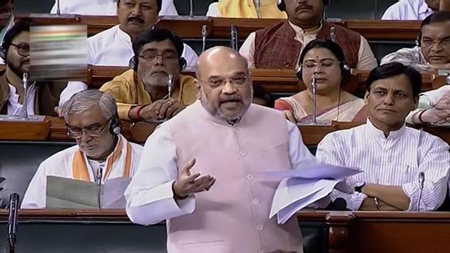 Union Home Minister Amit Shah speaks in the Lok Sabha during the Budget Session of Parliament in New Delhi. (LSTV/PTI Photo) Union Home Minister Amit Shah speaks in the Lok Sabha during the Budget Session of Parliament in New Delhi. (LSTV/PTI Photo)
