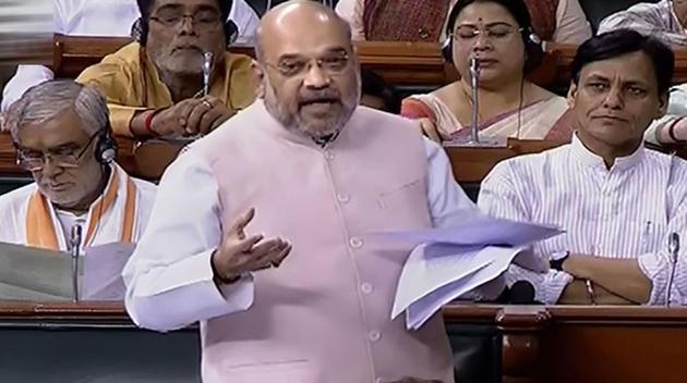 Union Home Minister Amit Shah speaks in the Lok Sabha during the Budget Session of Parliament, in New Delhi, Friday, June 28, 2019. (PTI photo) Union Home Minister Amit Shah speaks in the Lok Sabha during the Budget Session of Parliament, in New Delhi, Friday, June 28, 2019. (PTI photo)