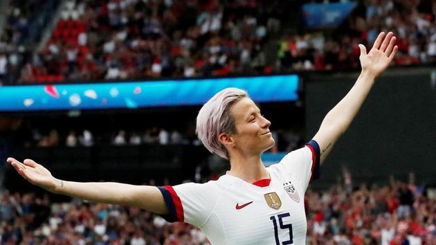 Rapinoe wasted no time in making an impact -- drilling in a low free kick through a crowded penalty area to open the scoring in the fifth minute.(REUTERS)