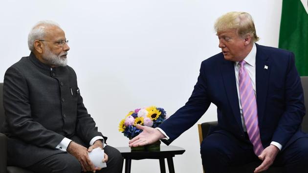 India's Prime Minister Narendra Modi (L) attends a meeting with US President Donald Trump during the G20 Osaka Summit in Osaka on June 28, 2019. (Photo by Brendan Smialowski / AFP)(AFP) India's Prime Minister Narendra Modi (L) attends a meeting with US President Donald Trump during the G20 Osaka Summit in Osaka on June 28, 2019. (Photo by Brendan Smialowski / AFP)(AFP)