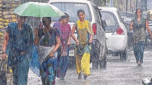 The India Meteorological Department (IMD), in a statement, said some areas of south Gujarat -- Navsari, Valsad, Narmada, Tapi and Surat among others – have received “extremely heavy” as well as “heavy to very heavy” rainfall in the last 24 hours.(HT Photo)