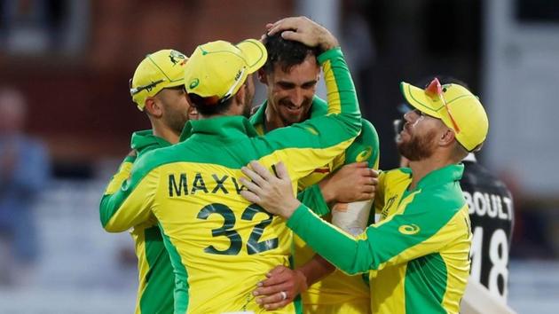 Australia's Mitchell Starc celebrates winning the match.(Reuters)