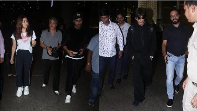 Alia Bhatt, Ranbir Kapoor and Shah Rukh Khan seen at the Mumbai airport.(Varinder Chawla)