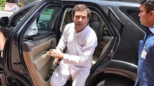 Chief Ministers from five Congress-ruled states are going to call on Rahul Gandhi on Monday to persuade him to stay as the party’s president. After Gandhi quit from his post on May 25 at a Central Working Committee meeting, taking responsibility of the party’s debacle in the general elections, the Congress has faced mass resignations with as many as 200 leaders and workers stepping down. (Raj K Raj / HT Photo) Chief Ministers from five Congress-ruled states are going to call on Rahul Gandhi on Monday to persuade him to stay as the party’s president. After Gandhi quit from his post on May 25 at a Central Working Committee meeting, taking responsibility of the party’s debacle in the general elections, the Congress has faced mass resignations with as many as 200 leaders and workers stepping down. (Raj K Raj / HT Photo)