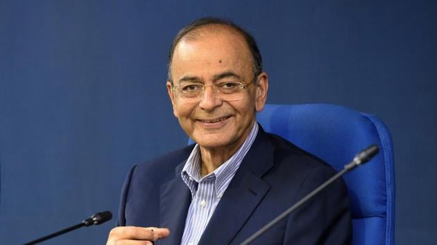 Former finance minister Arun Jaitley on Monday said with the increase in revenue the country may effectively have two rates for the Goods and Services Tax (GST).(Mohd Zakir/HT PHOTO)