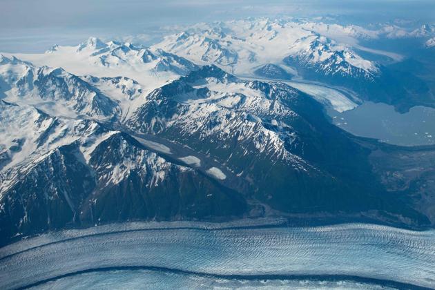 A glacier is seen from Air Force One June 30, 2019, near Anchorage, Alaska. (AFP) A glacier is seen from Air Force One June 30, 2019, near Anchorage, Alaska. (AFP)