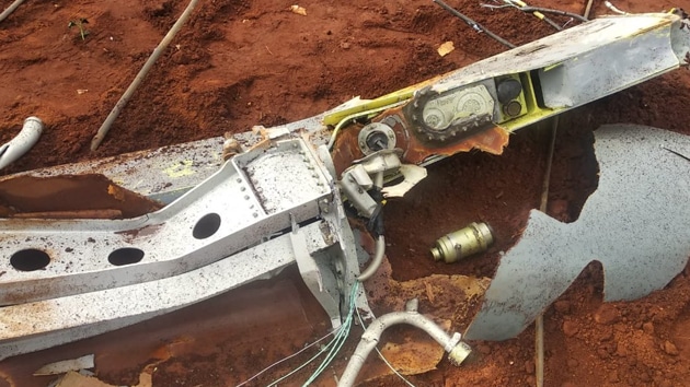 Seen here are the remains of the dropped fuel tank. (ANI Photo) Seen here are the remains of the dropped fuel tank. (ANI Photo)