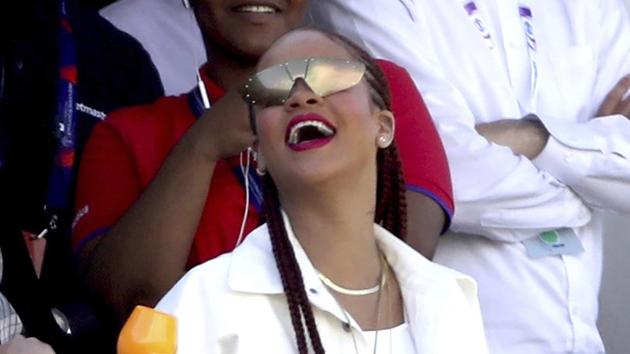 Singer Rihanna watches the action from the stands at the Riverside Ground.(AP)