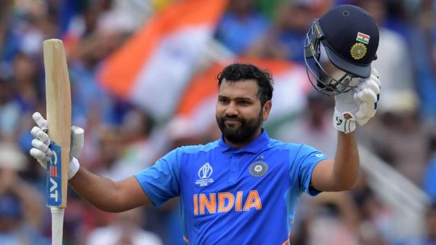 India's Rohit Sharma celebrates after scoring a century. (AFP) India's Rohit Sharma celebrates after scoring a century. (AFP)