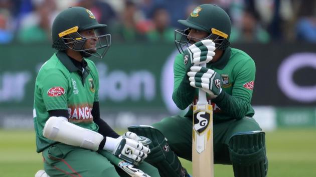Bangladesh's Shakib Al Hasan (L) speaks with teammate Liton Das. (AFP) Bangladesh's Shakib Al Hasan (L) speaks with teammate Liton Das. (AFP)