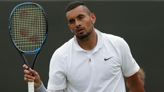 Australia's Nick Kyrgios celebrates after beating Australia's Jordan Thompson.(AFP)