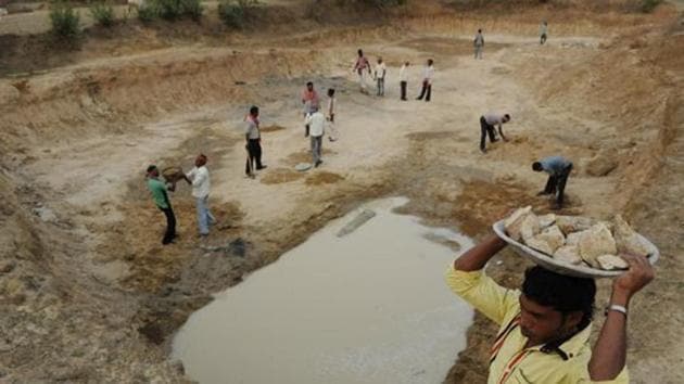 Government is reorienting its flagship rural employment guarantee scheme towards water conservation by reserving at least 75% of the 2.58 billion person days expected to be generated during 2019-20 to boost water storage and agricultural activities in the country.(HT Photo)