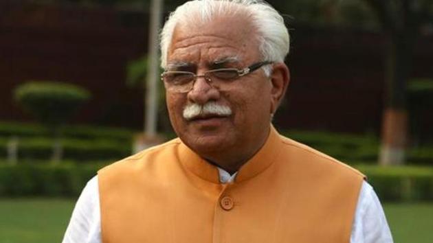 Haryana Chief minister Manohar Lal Khattar during an Interview at his residence in Chandigarh(Sanjeev Sharma/HT Photo)