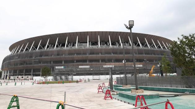 This picture shows a general view of the new National Stadium under construction, a venue for the upcoming Tokyo 2020 Olympic Games, in Tokyo.(AFP)