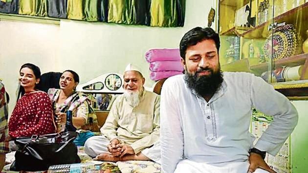 Mohd Azam seen sitting with family members after his release on bail, at his residence, at Jafrabad, in New Delhi, India, on Wednesday, July 3, 2019. (Photo by Vipin Kumar / Hindustan Times)