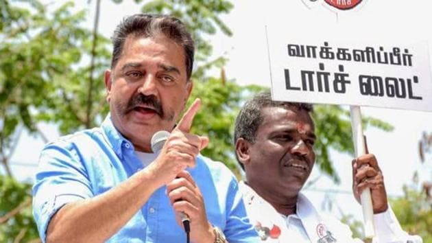 Kamal Hassan’s Makkal Needhi Maiam is set to contest the local bodies elections in Tamil Nadu in a bid to carve out its own political space.(PTI)