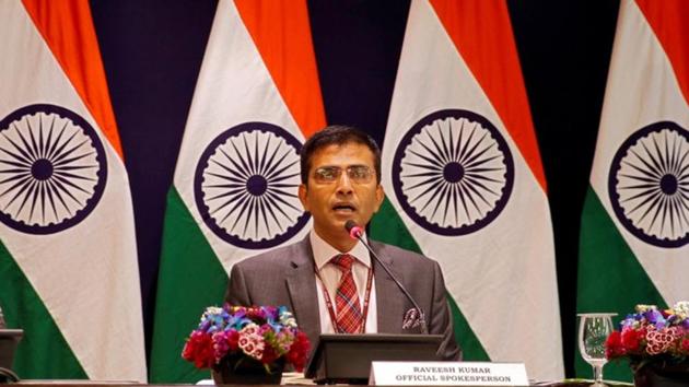 FILE PHOTO: Raveesh Kumar, spokesman for the Indian Foreign Ministry, speaks during a media briefing in New Delhi, India, March 9, 2019.(REUTERS)