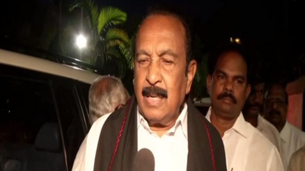 MDMK general secretary Vaiko was on Friday sentenced to one year in jail by a special court in Tamil Nadu’s Chennai in connection with a sedition case filed against him in 2009.(ANI Twitter)