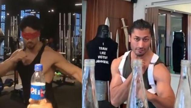 Tiger Shroff and Vidyut Jammwal increased the difficulty level of the bottle cap challenge.