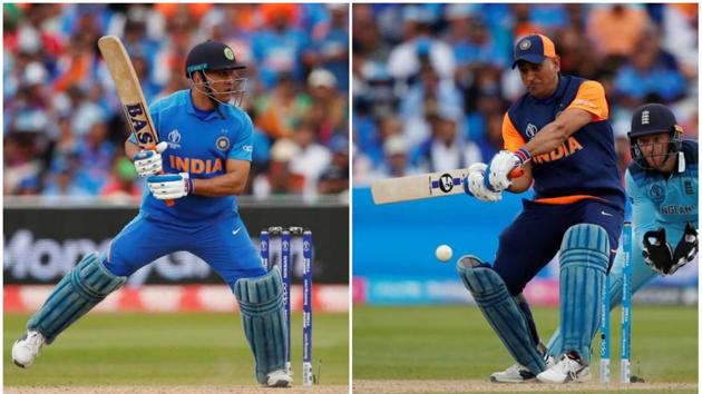 MS Dhoni has been using three different logos on his bat in the World Cup(Reuters)