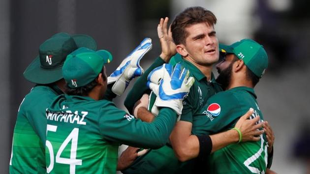Pakistan's Shaheen Afridi celebrates taking the wicket of Bangladesh's Mahmudullah.(Reuters) Pakistan's Shaheen Afridi celebrates taking the wicket of Bangladesh's Mahmudullah.(Reuters)